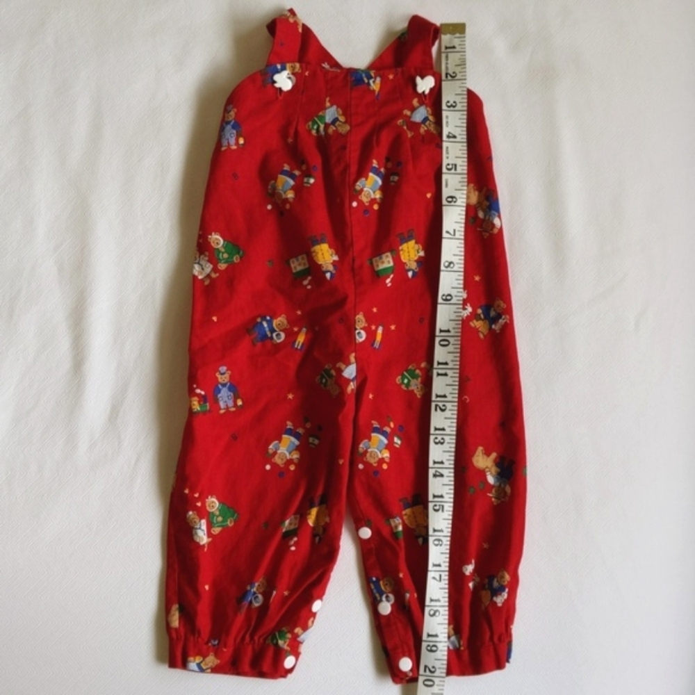 handmade vintage style bear print overalls jumpsuit 6 months baby unisex - Picture 8 of 10